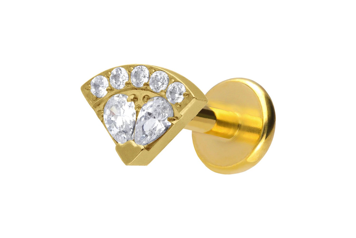 Titan Labret Piercing mit Push Fit KRISTALLFÄCHER